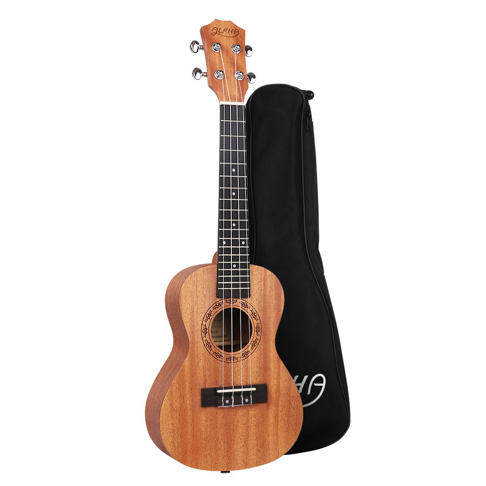 Alpha 26" Ukulele Natural Mahogany Tenor Beginner Gift w/ Carry Bag-0