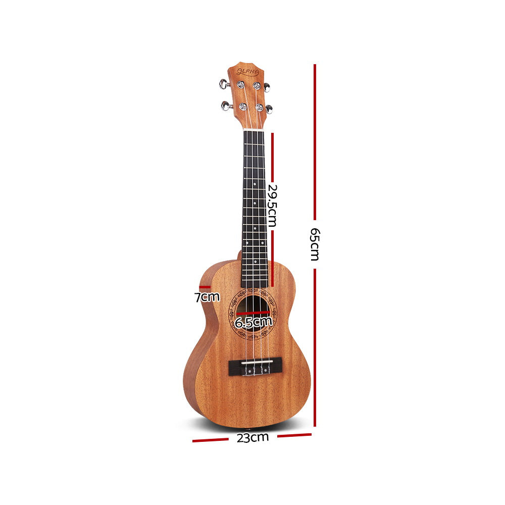 Alpha 26" Ukulele Natural Mahogany Tenor Beginner Gift w/ Carry Bag-1