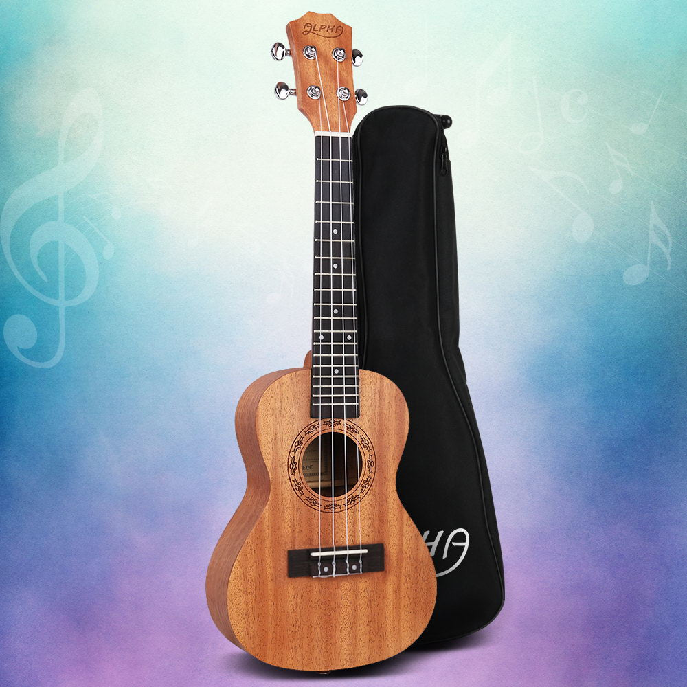 Alpha 26" Ukulele Natural Mahogany Tenor Beginner Gift w/ Carry Bag-7