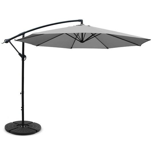 Instahut 3m Outdoor Umbrella w/Base Cantilever Beach Garden Patio Grey-0