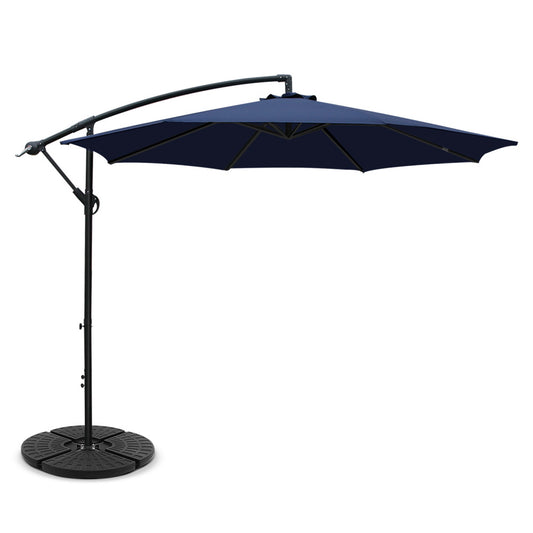 Instahut 3m Outdoor Umbrella w/Base Cantilever Beach Garden Patio Navy-0