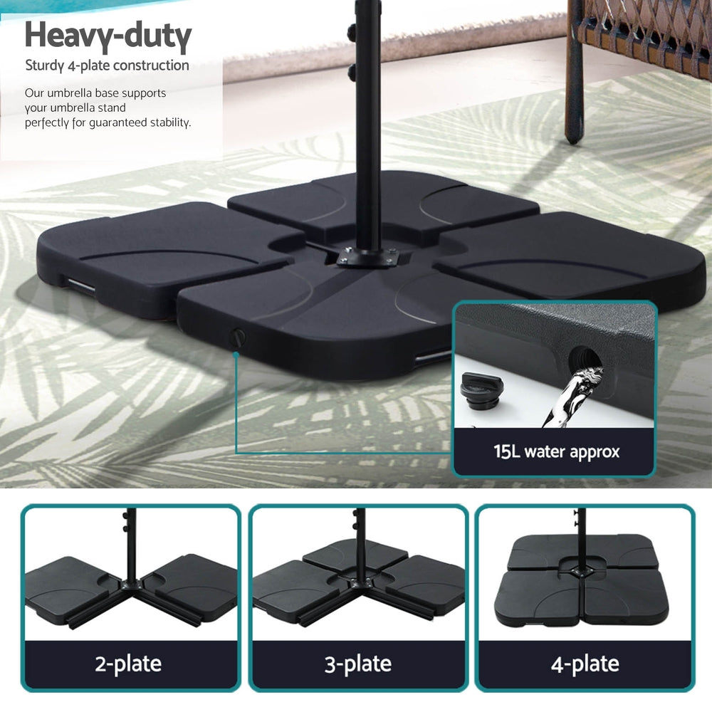 Instahut 3m Umbrella w/Base Outdoor Cantilever Beach Garden Patio Parasol Beige-5