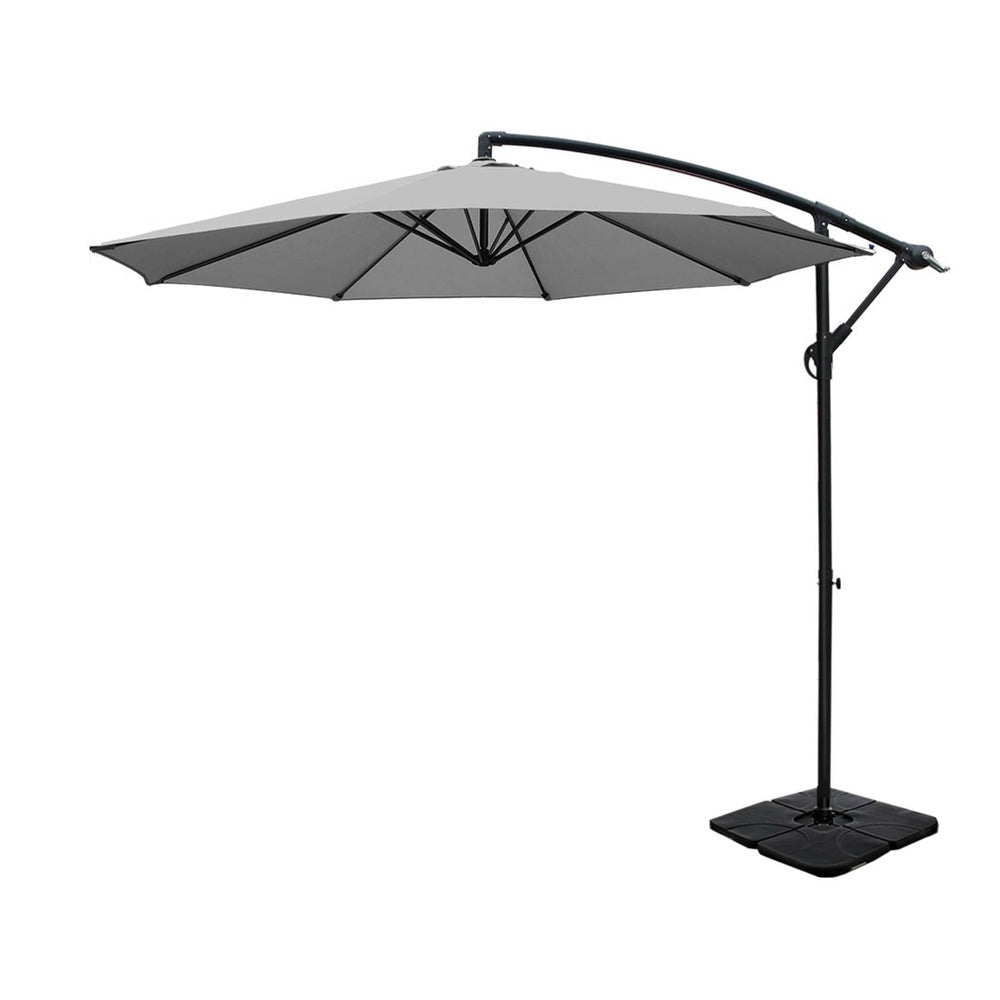 Instahut Umbrella Outdoor Umbrellas Cantilever Sun Stand UV Garden Base Grey 3M-0