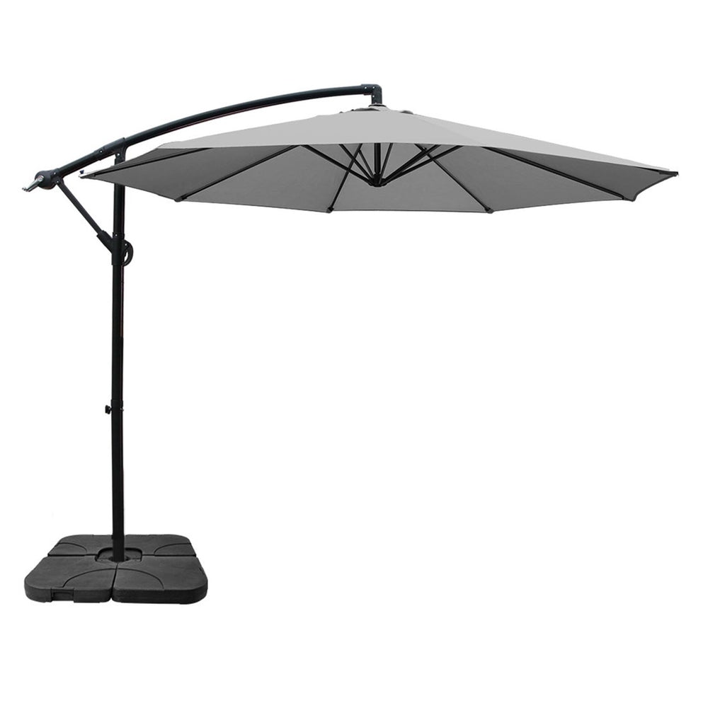 Instahut Umbrella Outdoor Umbrellas Cantilever Sun Stand UV Garden Base Grey 3M-1