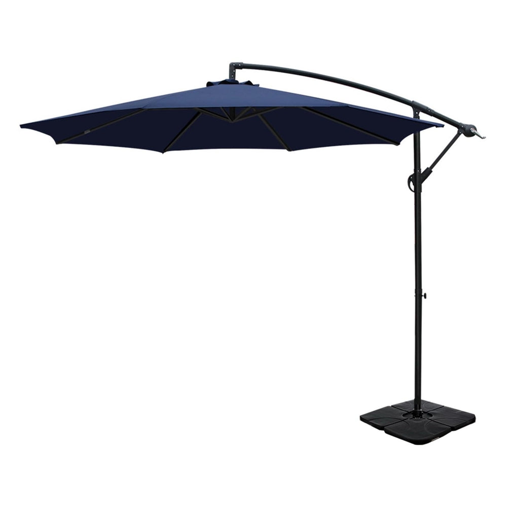 Instahut 3m Umbrella w/Base Outdoor Cantilever Beach Garden Patio Parasol Navy-0