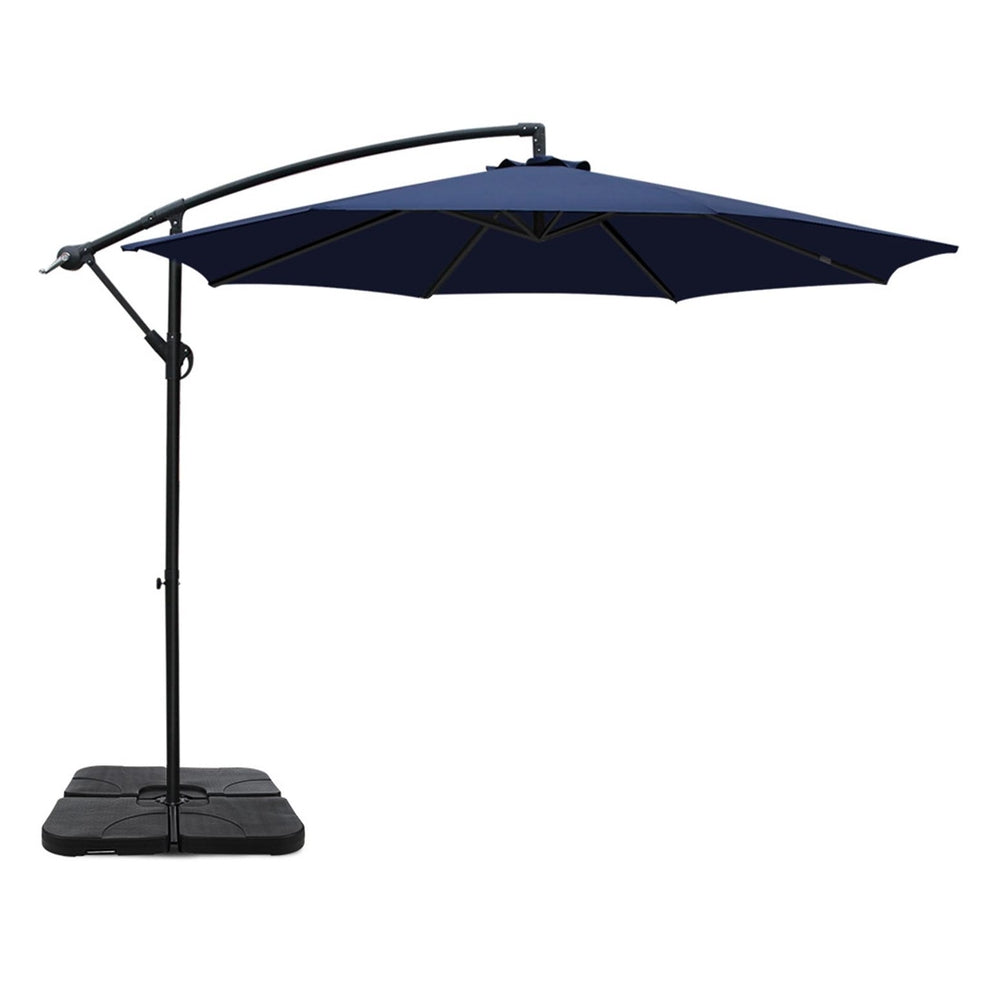 Instahut 3m Umbrella w/Base Outdoor Cantilever Beach Garden Patio Parasol Navy-1