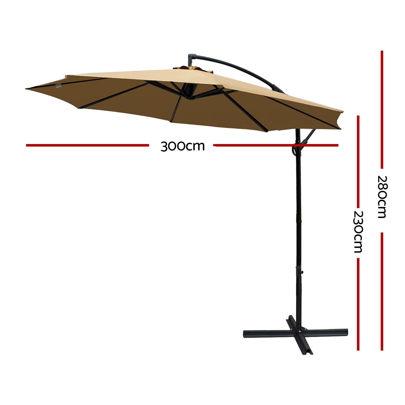 Instahut 3m Outdoor Umbrella Cantilever Beach Garden Patio Beige-1