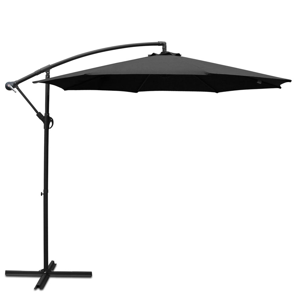 Instahut 3m Outdoor Umbrella Cantilever Beach Garden Patio Black-0