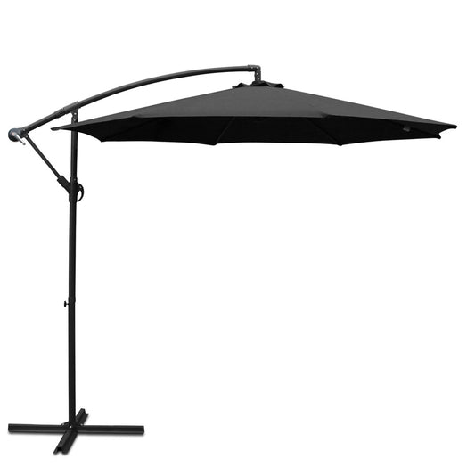 Instahut 3m Outdoor Umbrella Cantilever Beach Garden Patio Black-0