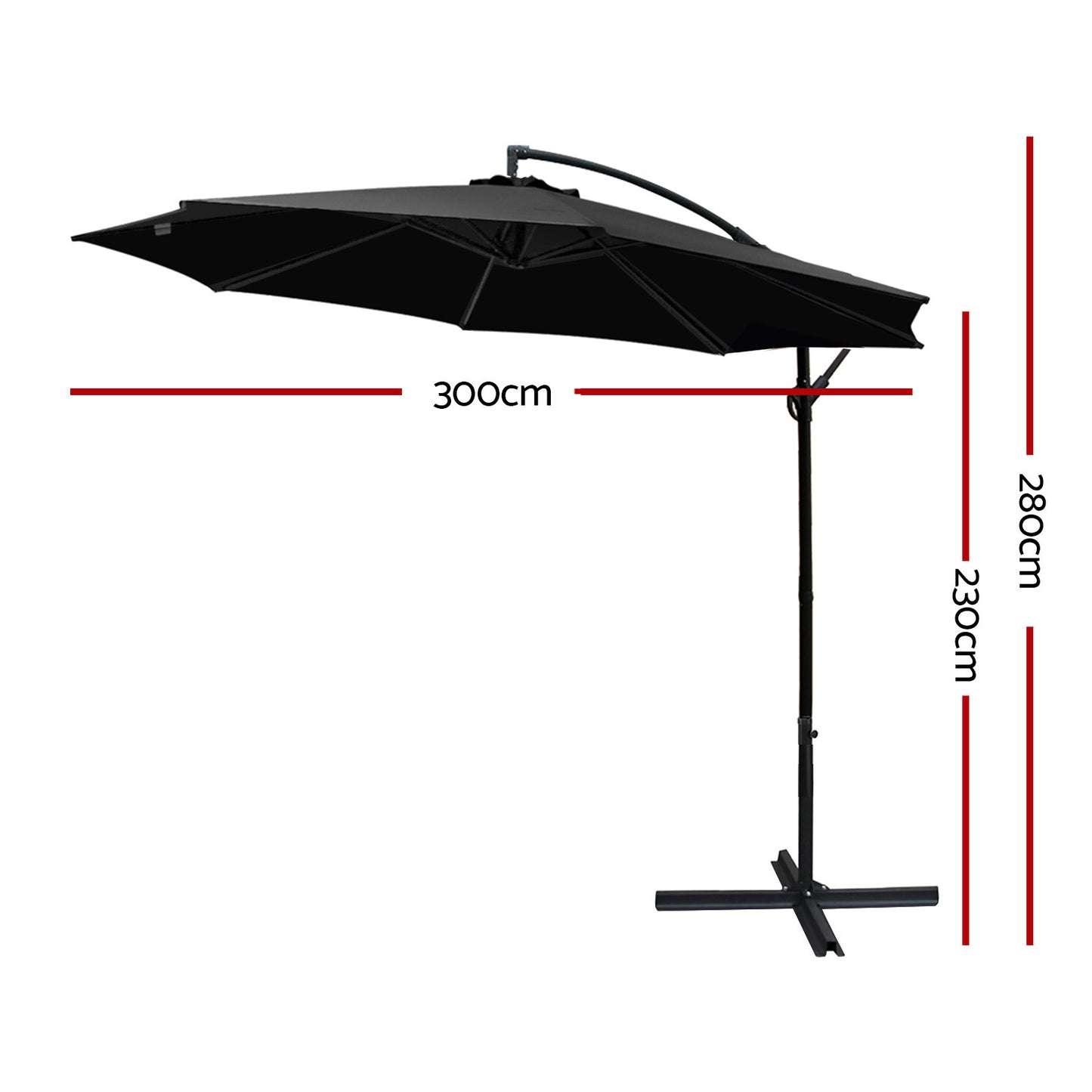 Instahut 3m Outdoor Umbrella Cantilever Beach Garden Patio Black-1