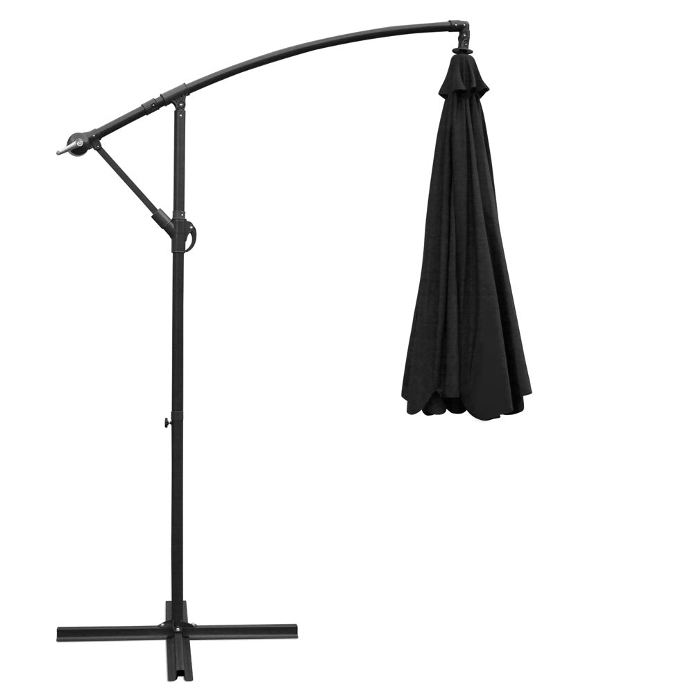 Instahut 3m Outdoor Umbrella Cantilever Beach Garden Patio Black-2