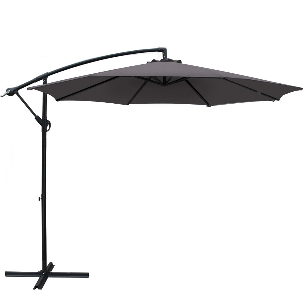 Instahut 3m Outdoor Umbrella Cantilever Beach Garden Patio Charcoal-0