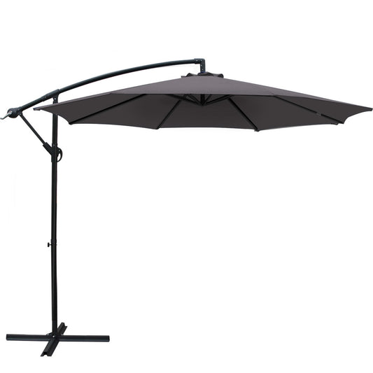 Instahut 3m Outdoor Umbrella Cantilever Beach Garden Patio Charcoal-0