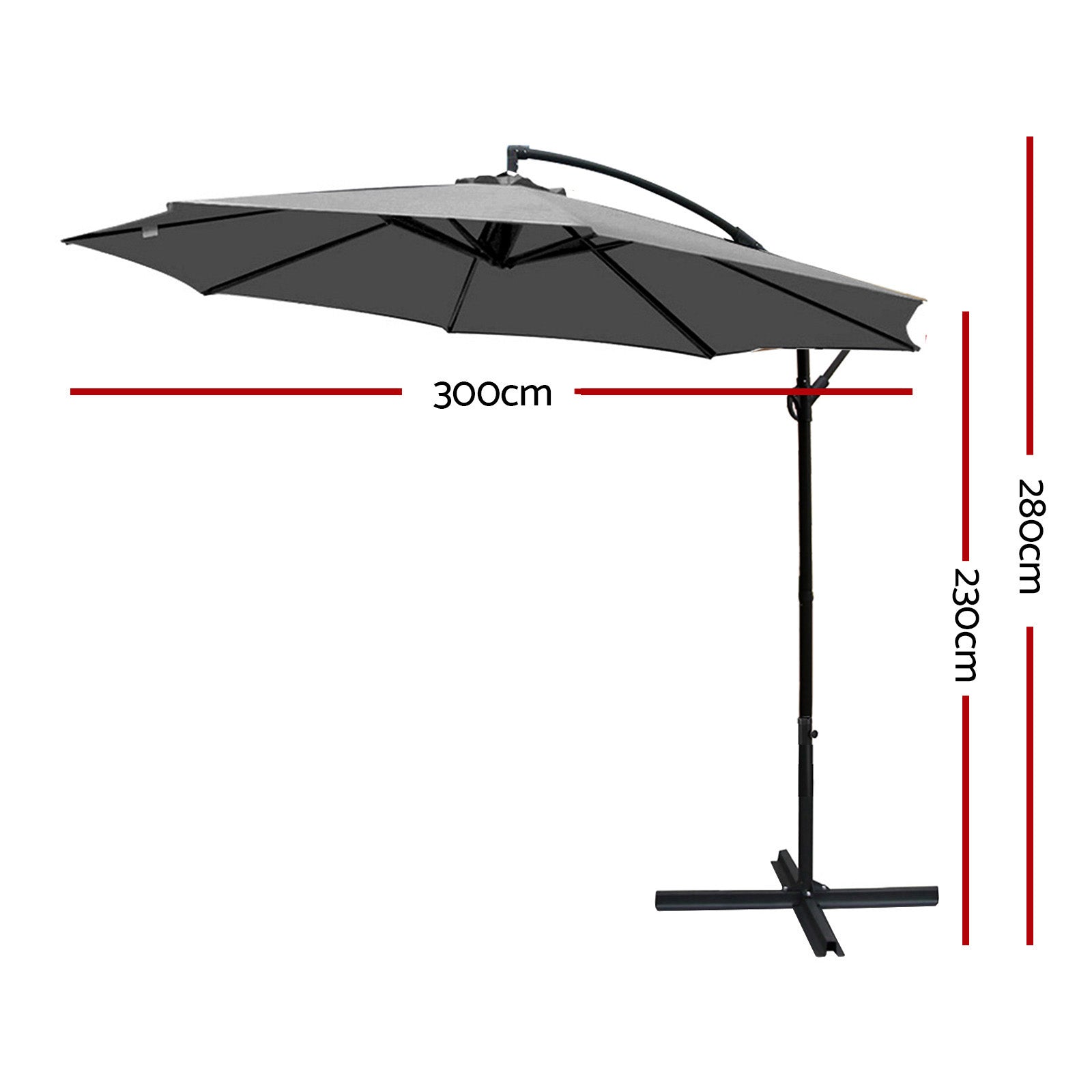 Instahut 3m Outdoor Umbrella Cantilever Beach Garden Patio Charcoal-1