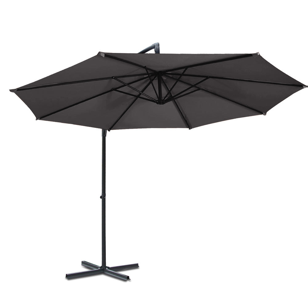 Instahut 3m Outdoor Umbrella Cantilever Beach Garden Patio Charcoal-2