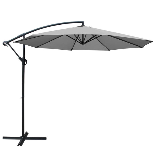 Instahut 3m Outdoor Umbrella Cantilever Beach Garden Patio Grey-0