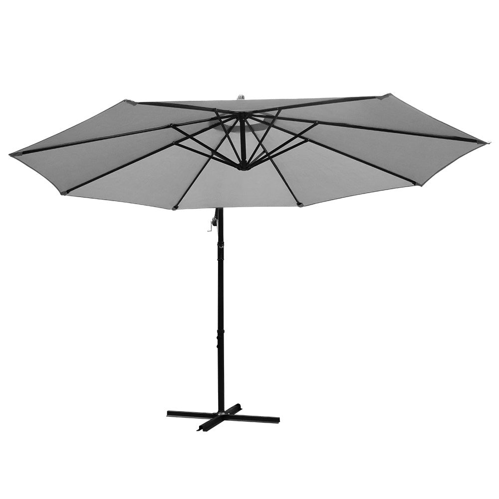 Instahut 3m Outdoor Umbrella Cantilever Beach Garden Patio Grey-2