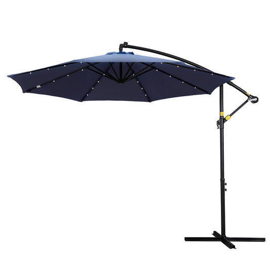 Instahut Outdoor Umbrella 3M Cantilever Beach LED Umbrellas Garden Shade Patio-0