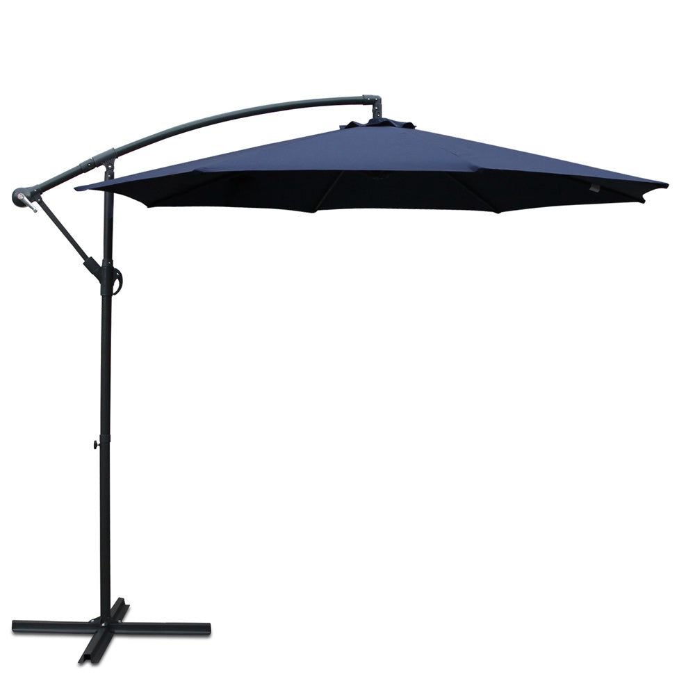 Instahut 3m Outdoor Umbrella Cantilever Beach Garden Patio Navy-0