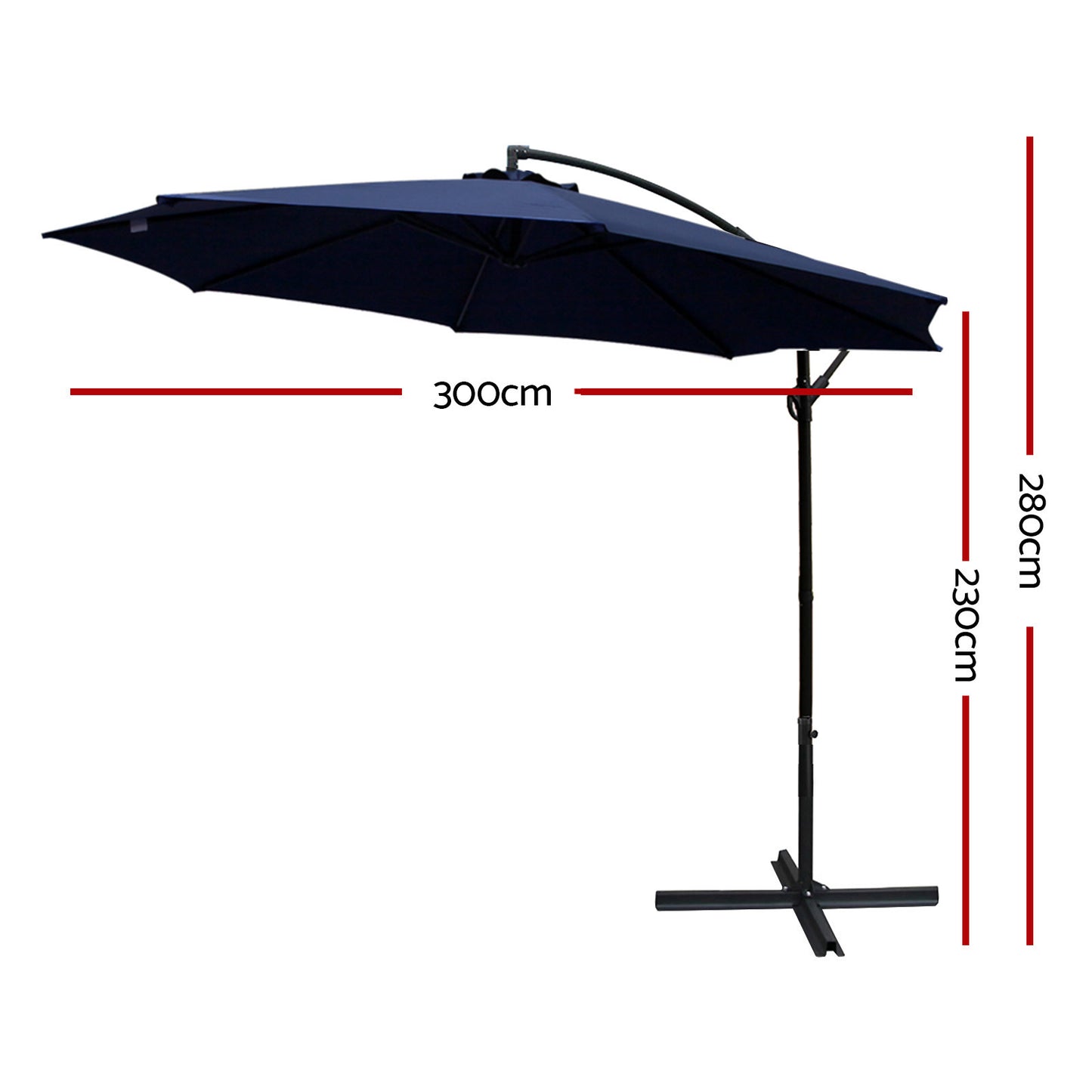 Instahut 3m Outdoor Umbrella Cantilever Beach Garden Patio Navy-1