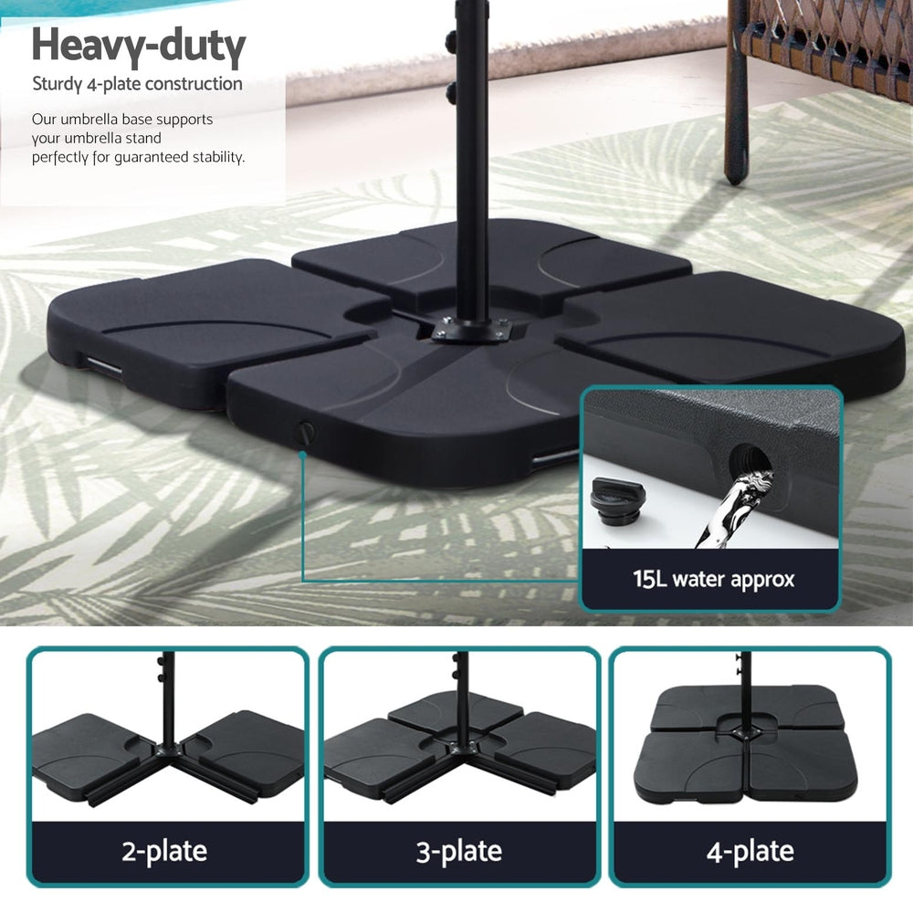 Instahut 3m Outdoor Umbrella w/Base Cantilever Garden Beach Patio Beige-5