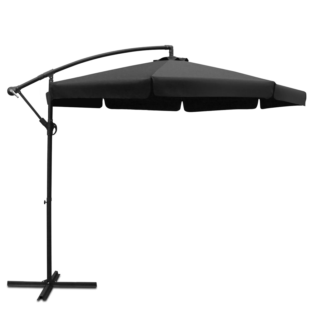 Instahut 3m Outdoor Umbrella Cantilever Garden Beach Patio Black-0