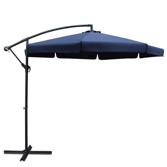 Instahut 3m Outdoor Umbrella Cantilever Garden Beach Patio Navy-0