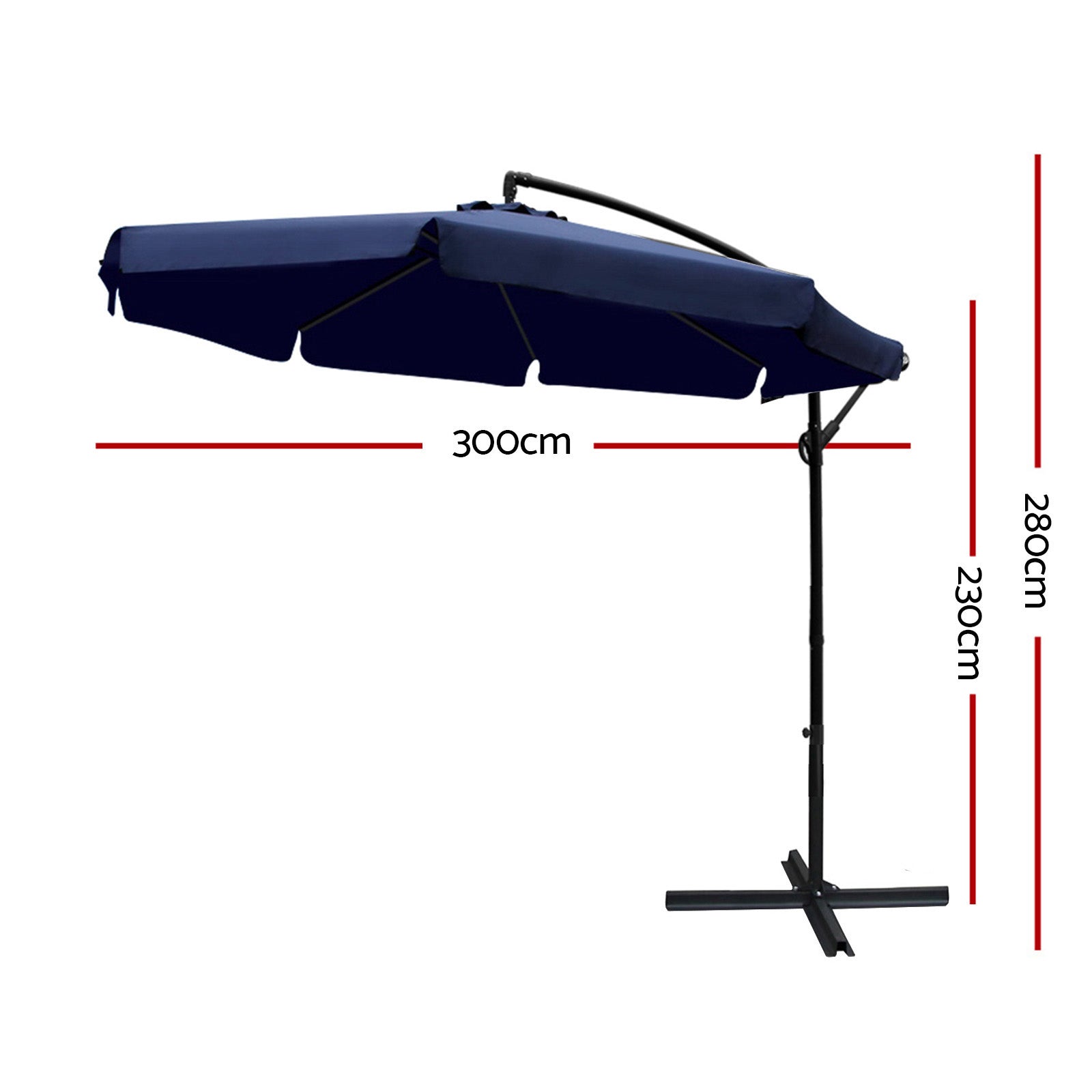 Instahut 3m Outdoor Umbrella Cantilever Garden Beach Patio Navy-1