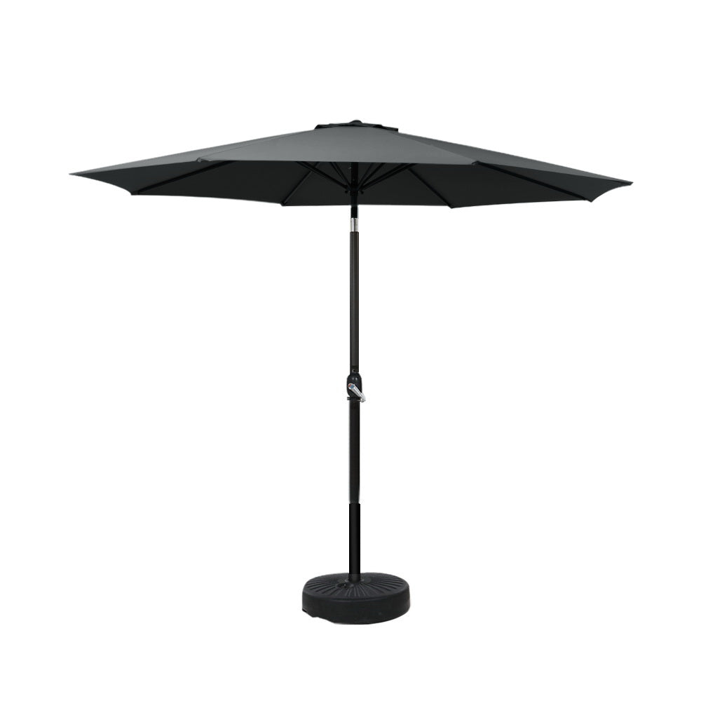 Instahut Outdoor Umbrella 2.7m Base Beach Pole Garden Tilt Sun Patio UV Black-0