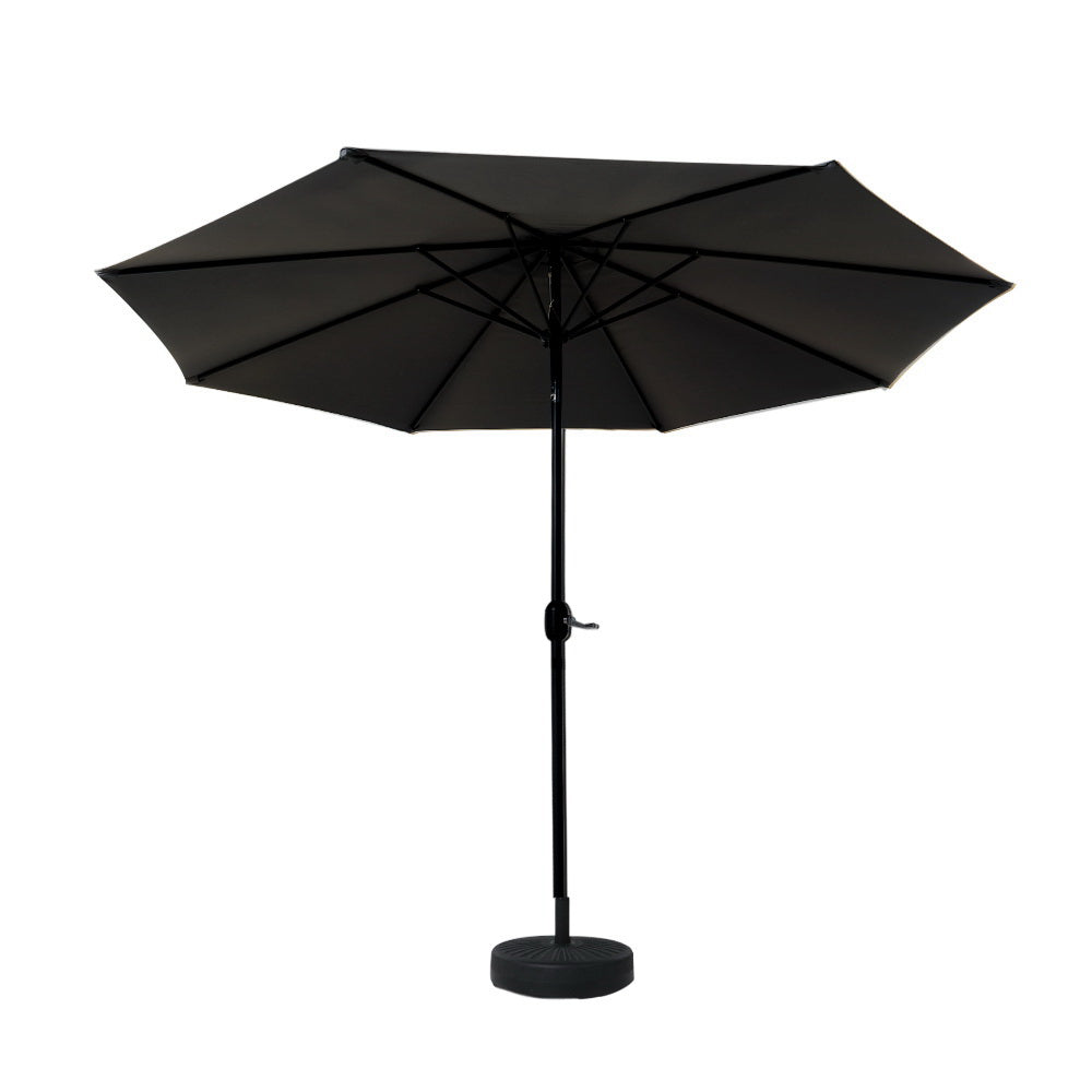 Instahut Outdoor Umbrella 2.7m Base Beach Pole Garden Tilt Sun Patio UV Black-2