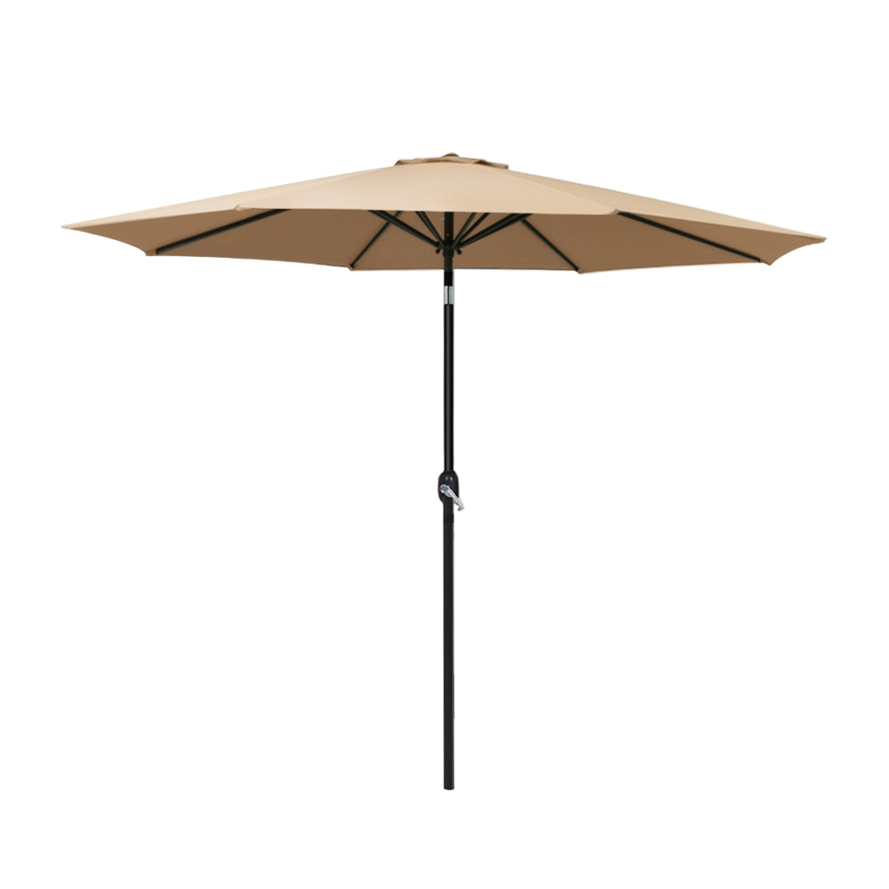 Instahut 2.7m Outdoor Umbrella Pole Stand Garden Sun Beige-0