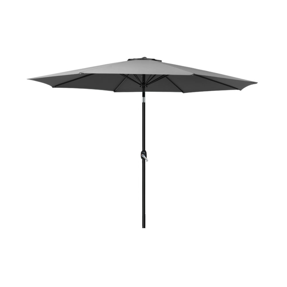 Instahut Outdoor Umbrella 2.7m Beach Pole Garden Tilt Sun Patio UV Charcoal-0