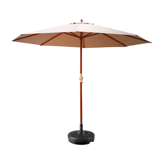 Instahut 3m Outdoor Umbrella w/Base Pole Umbrellas Garden Sun Stand Deck Beige-0