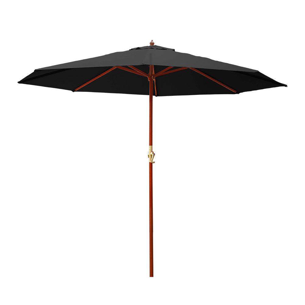 Instahut 3m Outdoor Umbrella Pole Umbrellas Beach Garden Sun Stand Patio Black-0