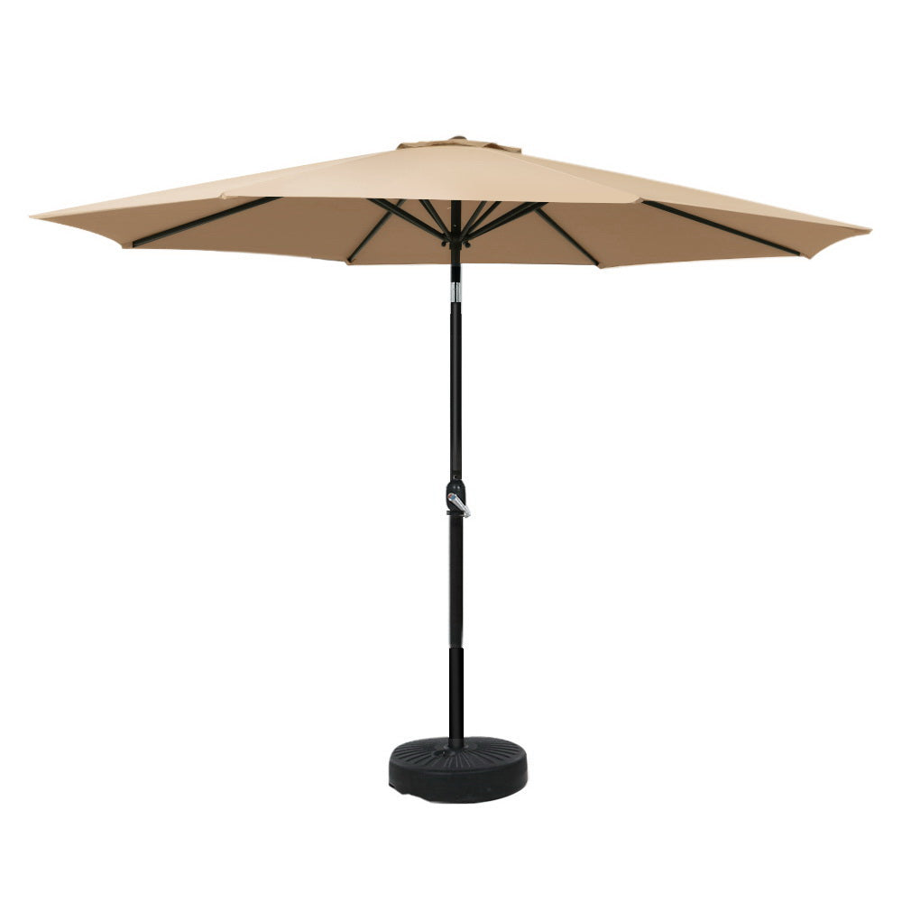 Instahut 3m Outdoor Umbrella w/Base Pole Tilt Beach Garden Patio Beige-0