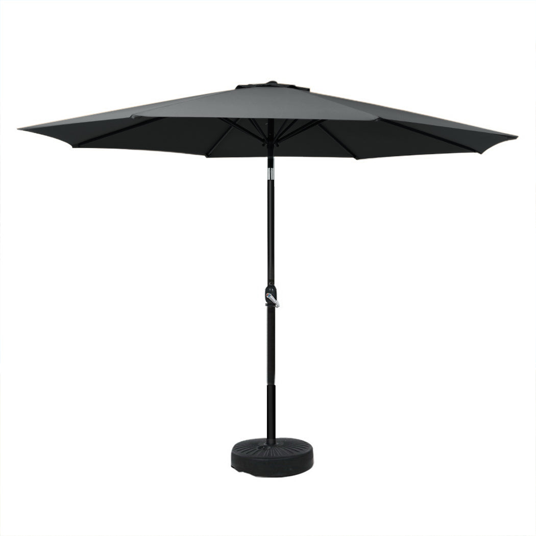 Instahut Outdoor Umbrella 3m Base Beach Pole Garden Tilt Sun Patio UV Black-0