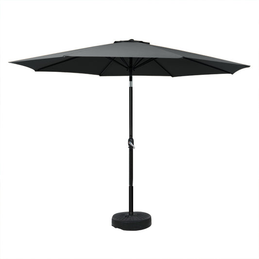 Instahut Outdoor Umbrella 3m Base Beach Pole Garden Tilt Sun Patio UV Black-0