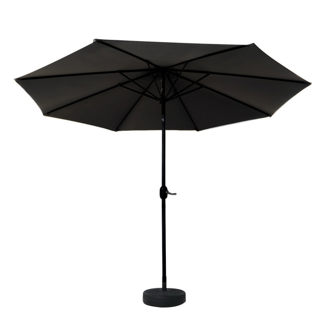 Instahut Outdoor Umbrella 3m Base Beach Pole Garden Tilt Sun Patio UV Black-2