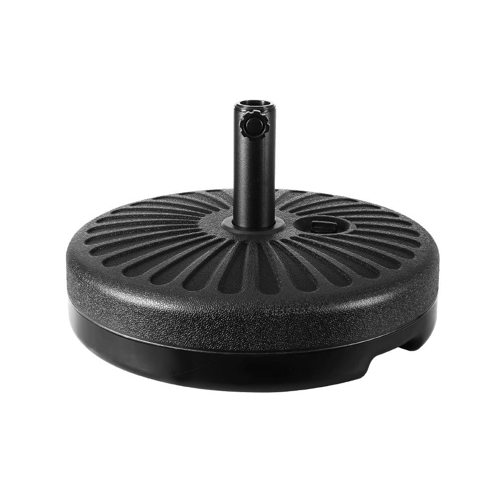 Instahut Outdoor Umbrella 3m Base Beach Pole Garden Tilt Sun Patio UV Black-3