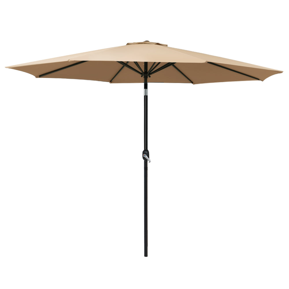 Instahut 3m Outdoor Umbrella Beach Pole Garden Patio Tilt Beige-0