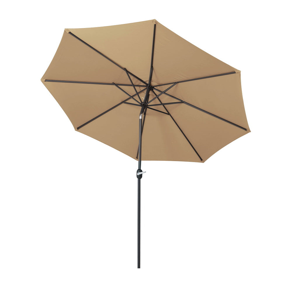 Instahut 3m Outdoor Umbrella Beach Pole Garden Patio Tilt Beige-2