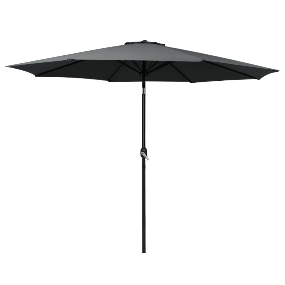 Instahut 3m Outdoor Umbrella Beach Pole Garden Patio Tilt Black-0