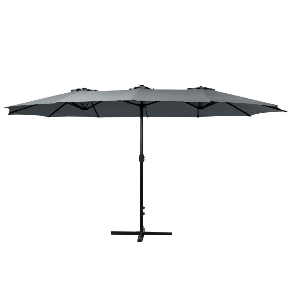 Instahut 4.57m Outdoor Umbrella Beach Pole Garden Tilt Charcoal-2