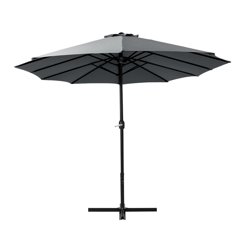 Instahut 4.57m Outdoor Umbrella Beach Pole Garden Tilt Charcoal-3