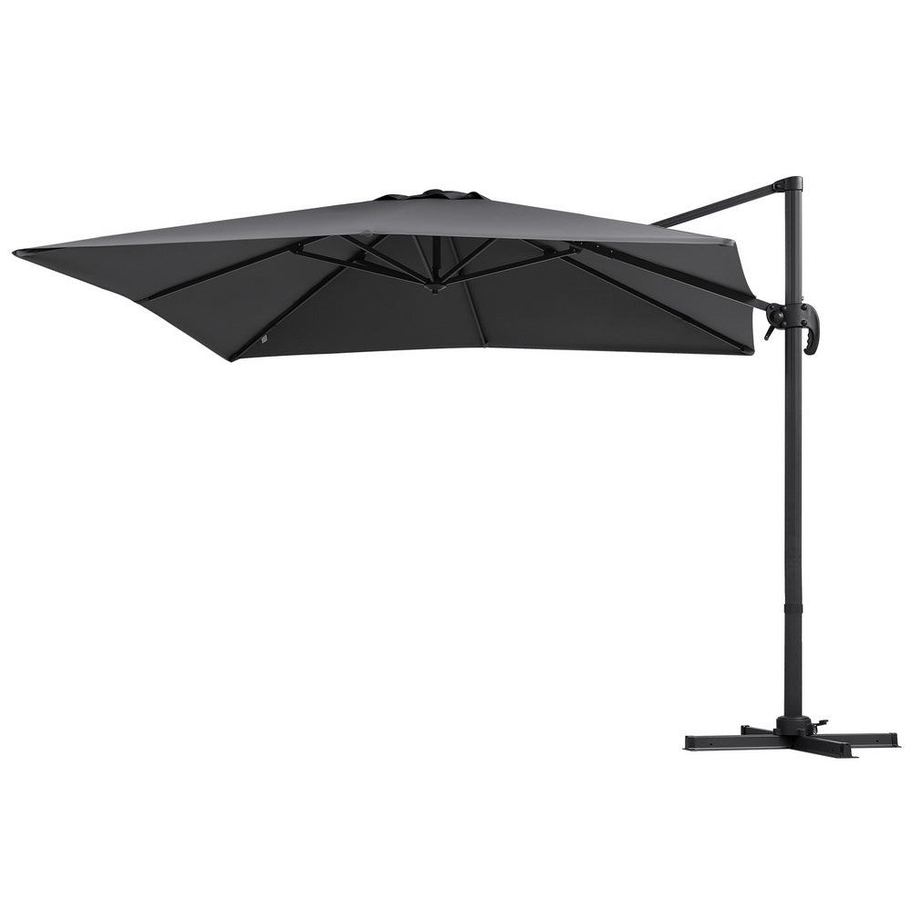 Instahut Outdoor Umbrella 3m Umbrellas Cantilever Stand Sun Roma 360 Degree Charcoal-0