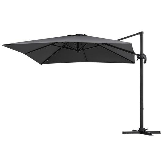 Instahut Outdoor Umbrella 3m Umbrellas Cantilever Stand Sun Roma 360 Degree Charcoal-0