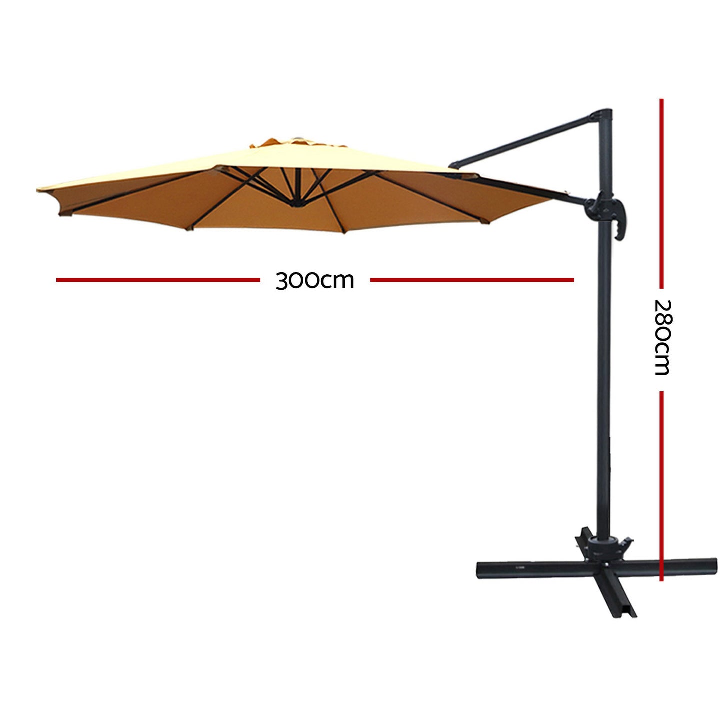 Instahut 3m Outdoor Umbrella Cantilever 360 Degree Tilt Beach Roma Beige-1