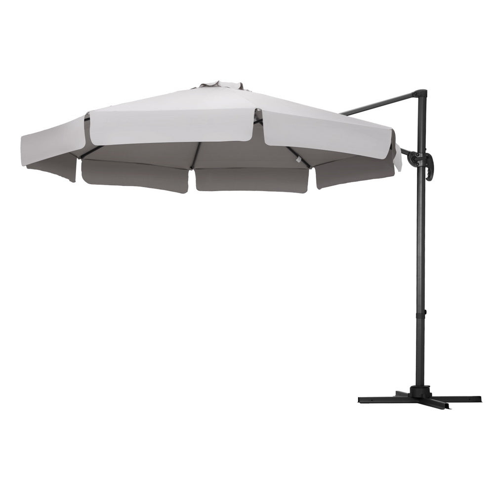 Instahut 3m Outdoor Umbrella Cantilever 360 Degree Tilt Beach Roma Grey-0