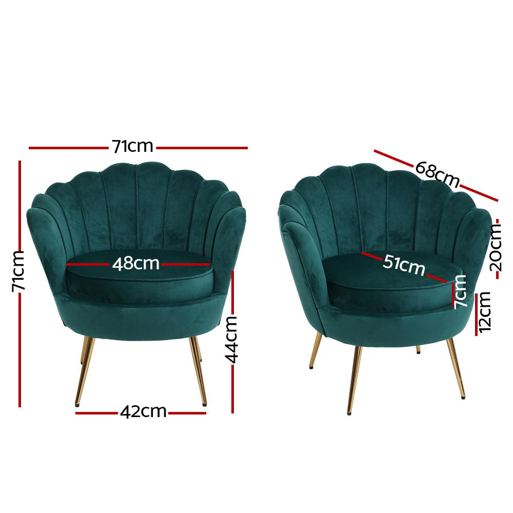 Artiss Armchair Velvet Green Callista-1