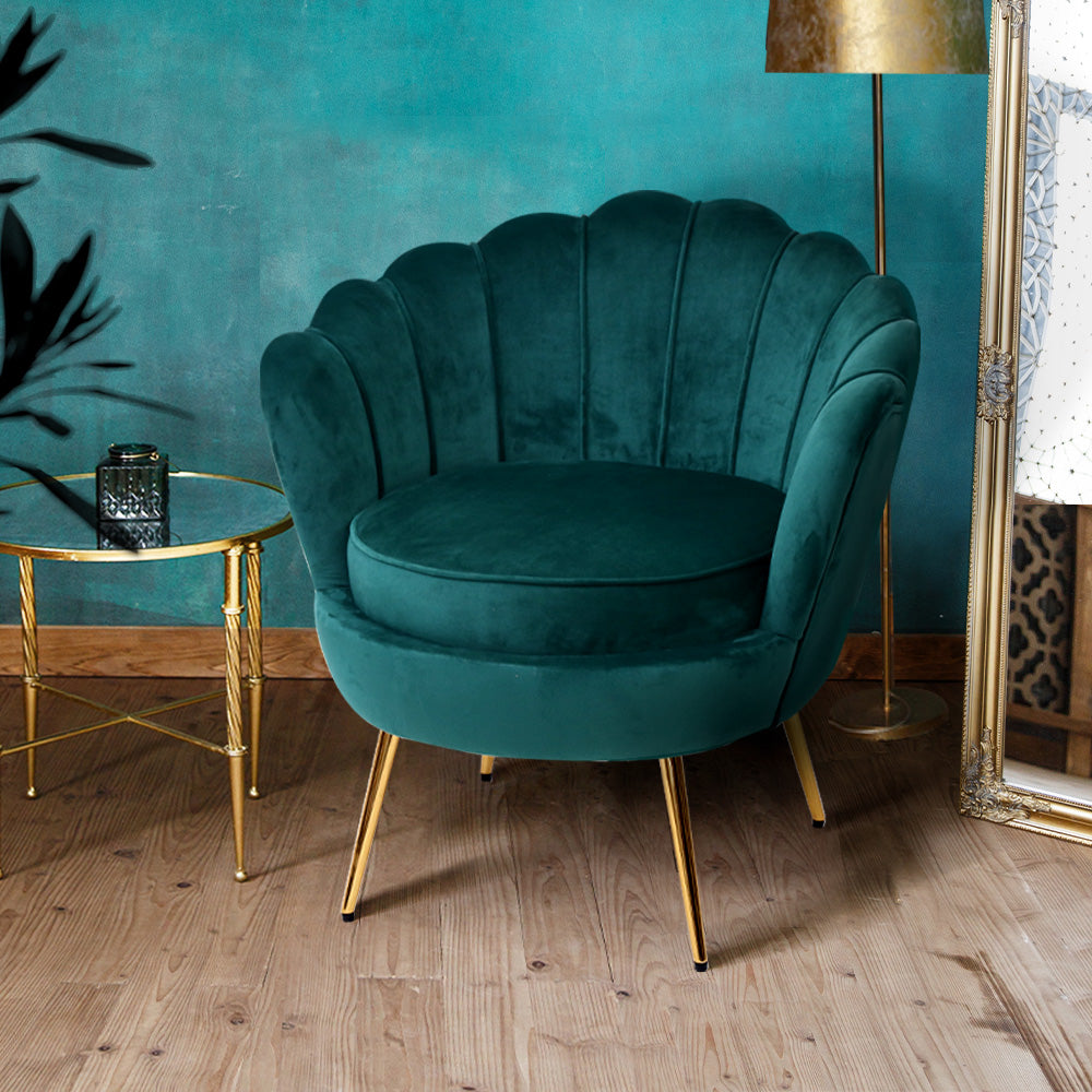 Artiss Armchair Velvet Green Callista-7